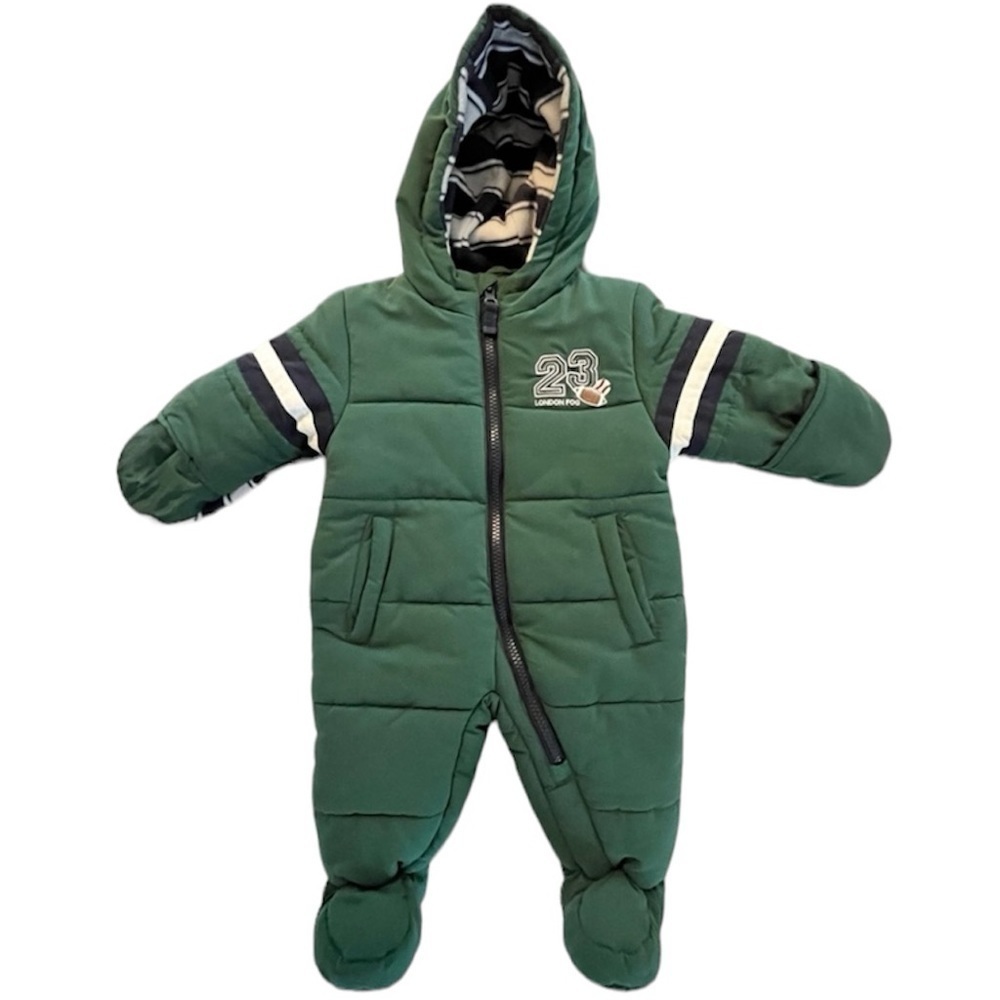 London Fog Heavyweight Classic Varsity Poly Pram Winter Suit Green Coat 3-6 M